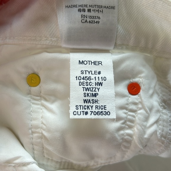 MOTHER Snacks High Waist Twizzy Jean Skimp Sticky Rice White Straight Leg 34 NEW - Picture 14 of 14